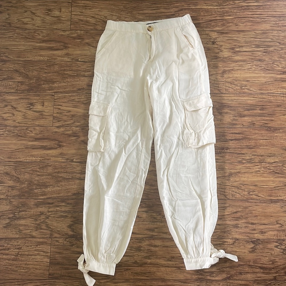 Zara Linen Blend Cargo Pants